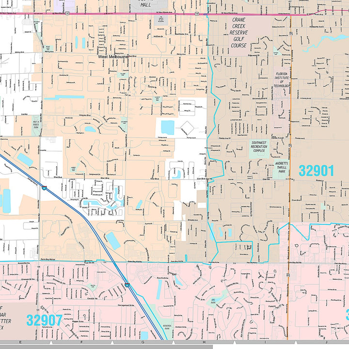 Premium Style Wall Map of Melbourne, FL
