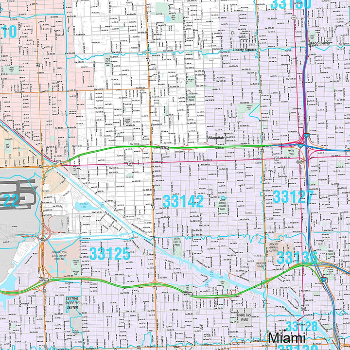 Premium Style Wall Map of Miami, FL