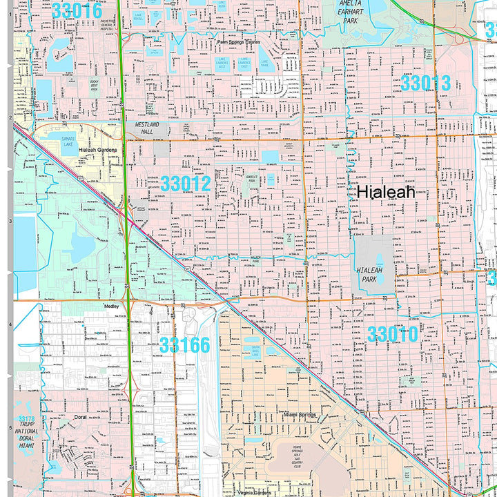 Premium Style Wall Map of Miami, FL