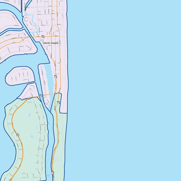 Colorcast Zip Code Style Wall Map of Miami Beach, FL – American Map Store