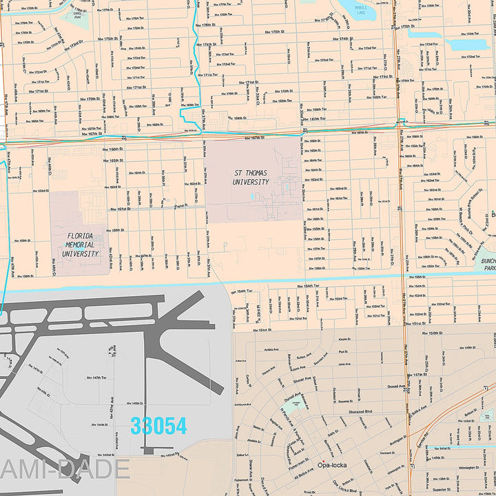 Premium Style Wall Map of Miami Gardens, FL