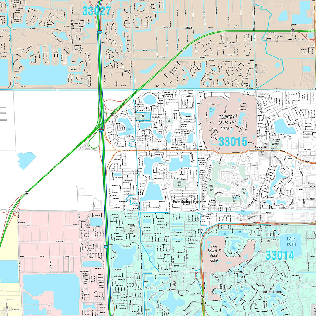 Premium Style Wall Map of Miramar, FL
