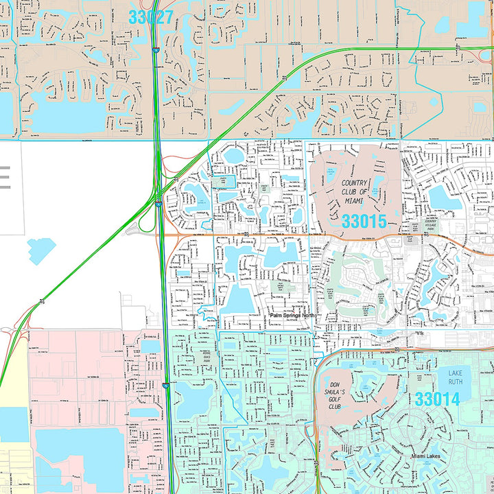 Premium Style Wall Map of Miramar, FL