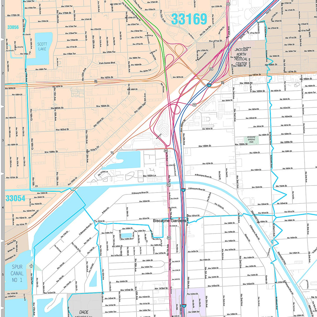 Premium Style Wall Map of North Miami, FL