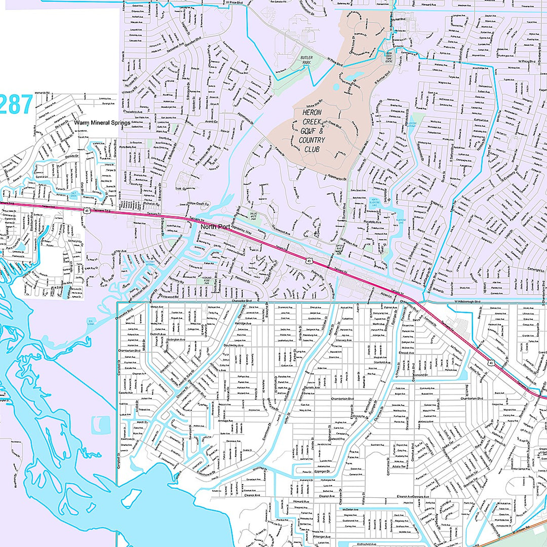 Premium Style Wall Map of North Port, FL