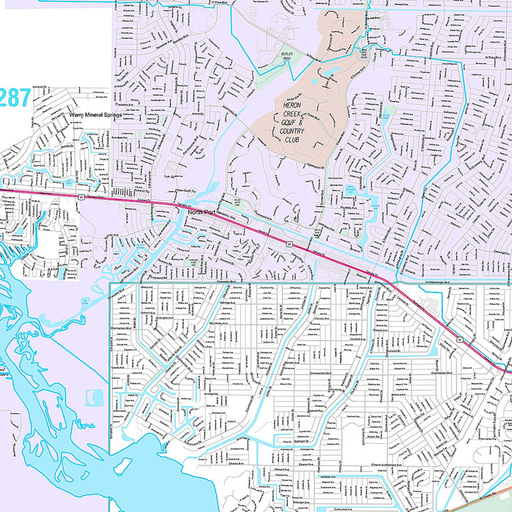 Premium Style Wall Map of North Port, FL