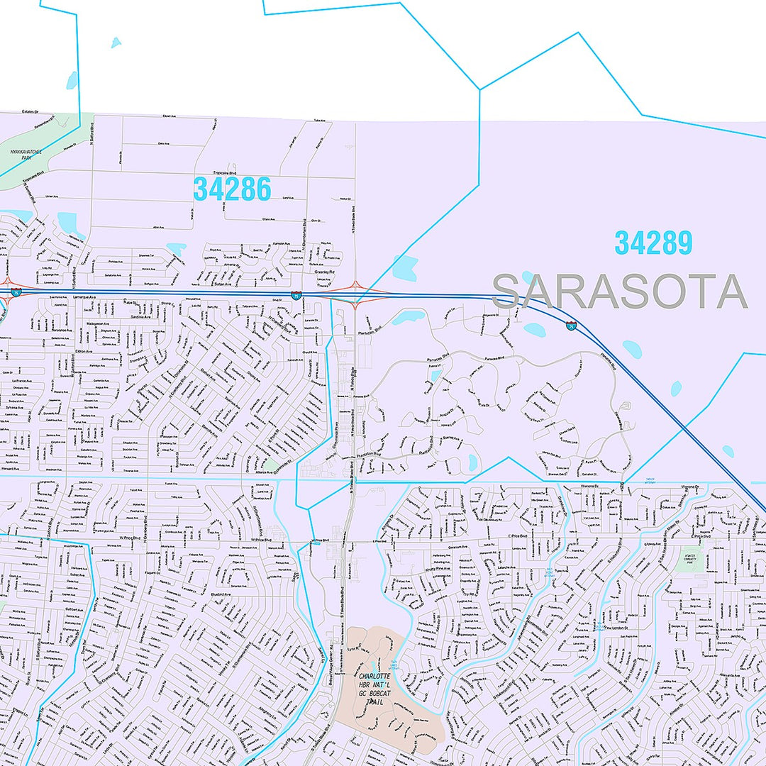 Premium Style Wall Map of North Port, FL