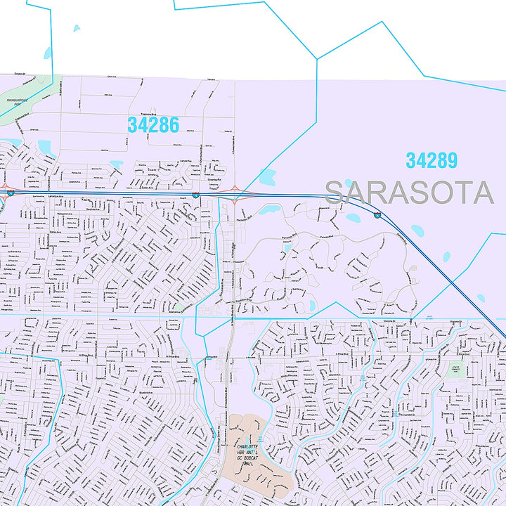 Premium Style Wall Map of North Port, FL