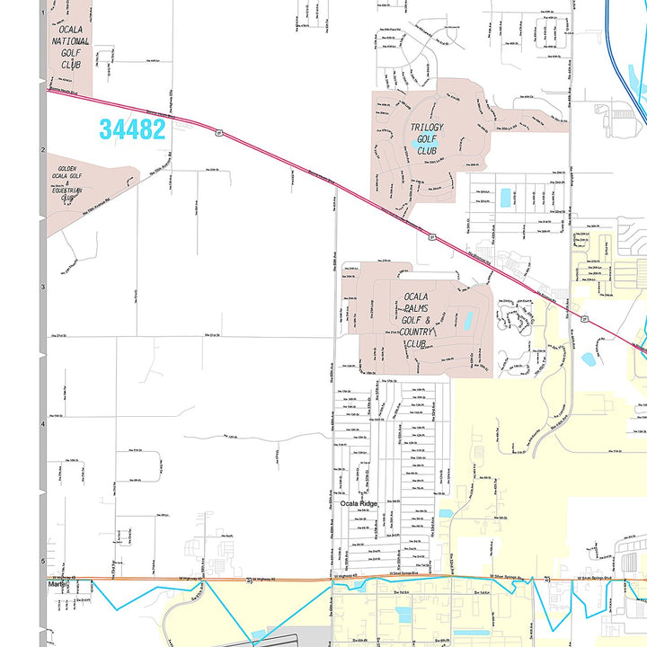 Premium Style Wall Map of Ocala, FL