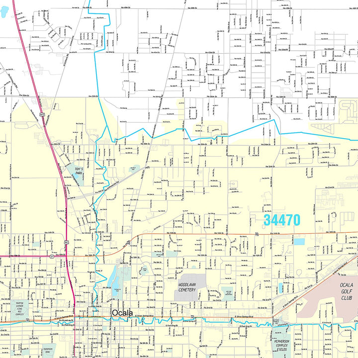 Premium Style Wall Map of Ocala, FL