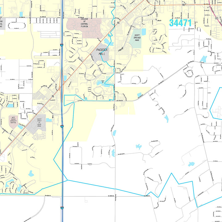 Premium Style Wall Map of Ocala, FL