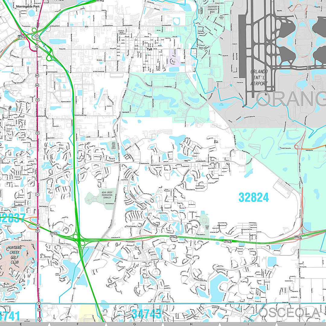 Premium Style Wall Map of Orlando FL.