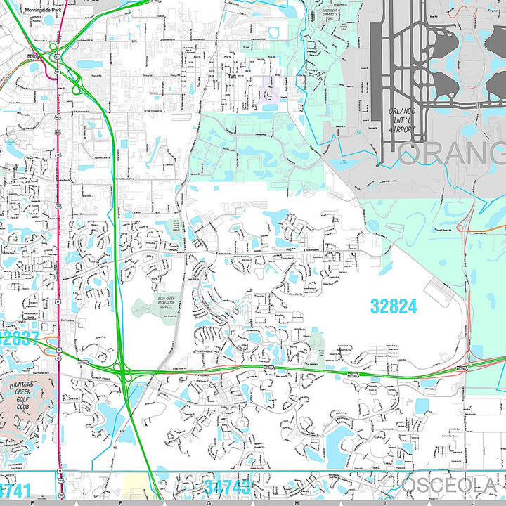 Premium Style Wall Map of Orlando FL.