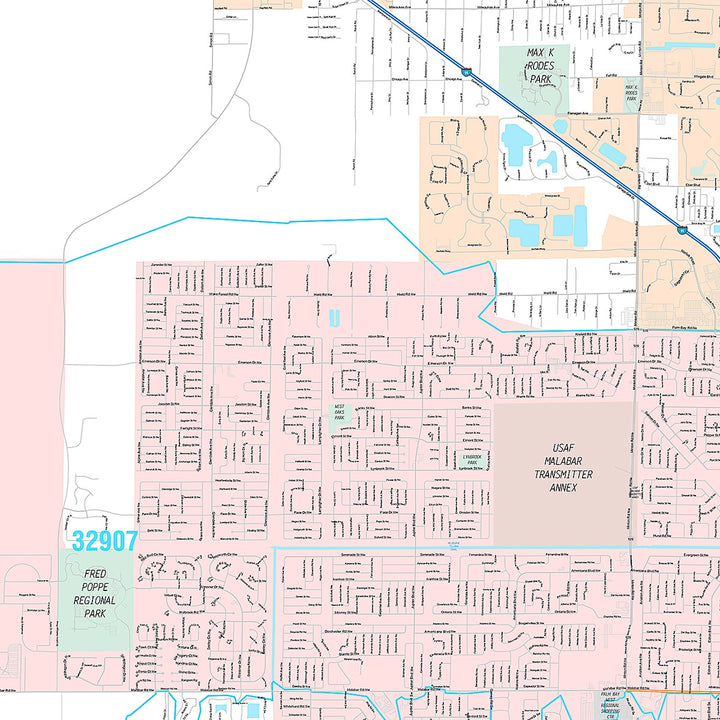 Premium Style Wall Map of Palm Bay, FL