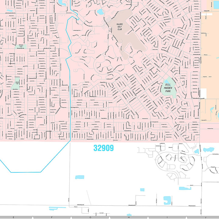 Premium Style Wall Map of Palm Bay, FL