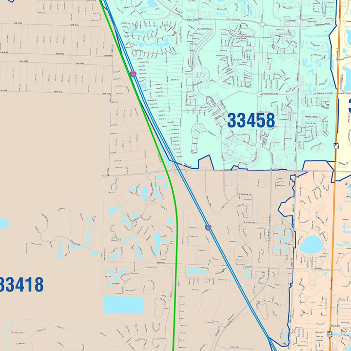 Zip Code Map Pbi Color Cast Zip Code Style Wall Map of Palm Beach Gardens, FL – American ...