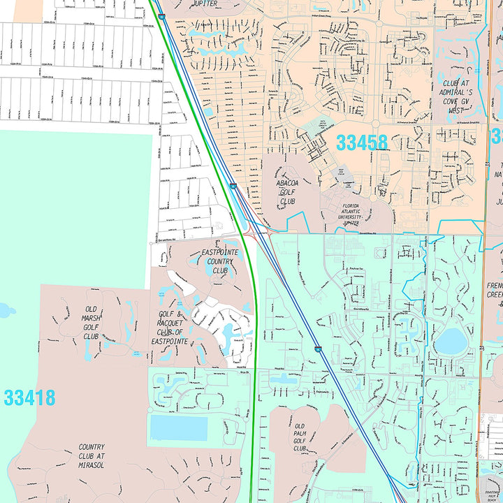 Premium Style Wall Map of Palm Beach Gardens, FL