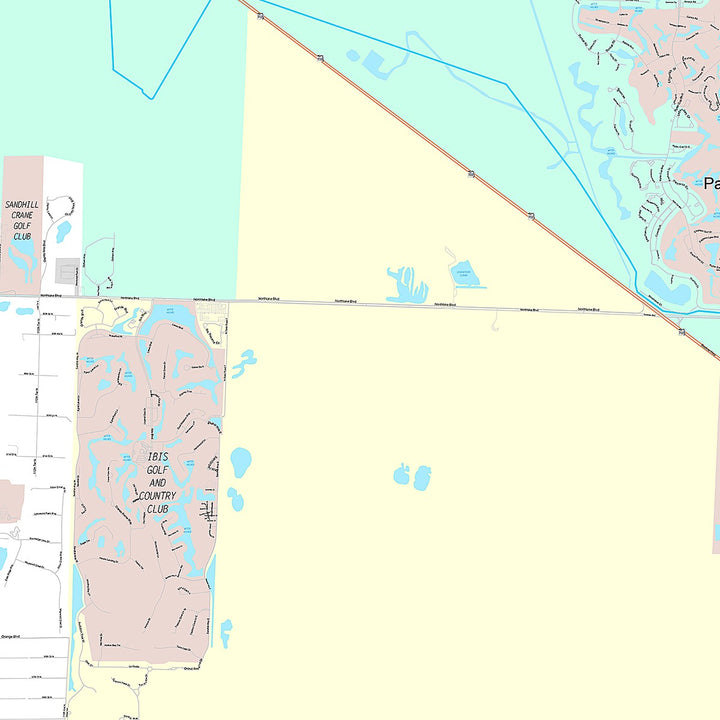 Premium Style Wall Map of Palm Beach Gardens, FL