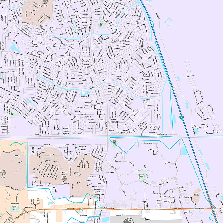 Premium Style Wall Map of Palm Coast, FL