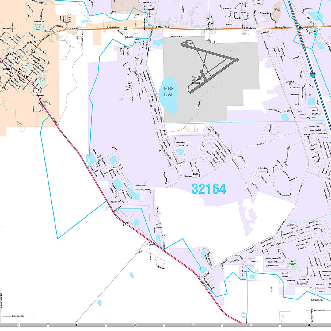 Premium Style Wall Map of Palm Coast, FL