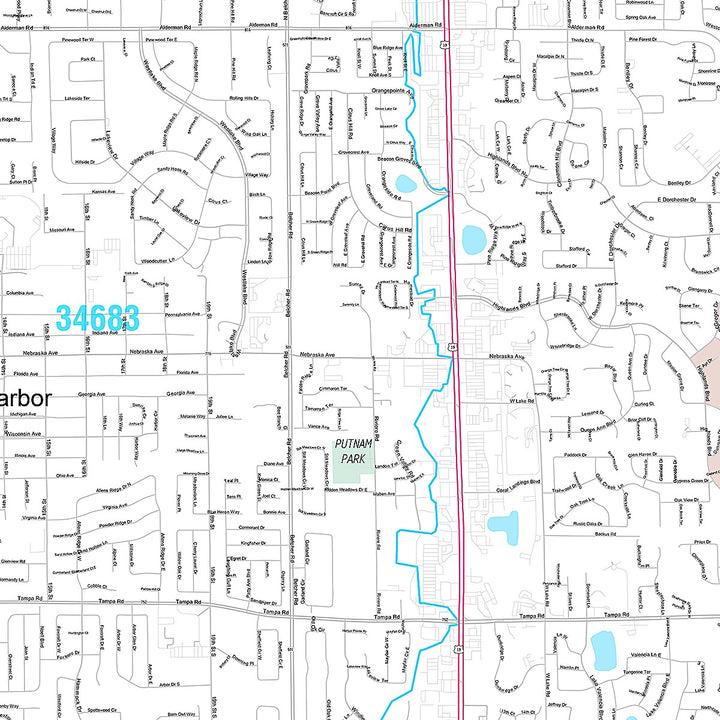 Premium Style Wall Map of Palm Harbor, FL