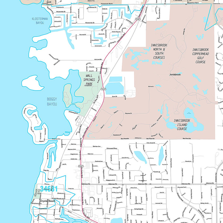 Premium Style Wall Map of Palm Harbor, FL