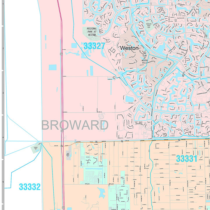 Premium Style Wall Map of Pembroke Pines, FL