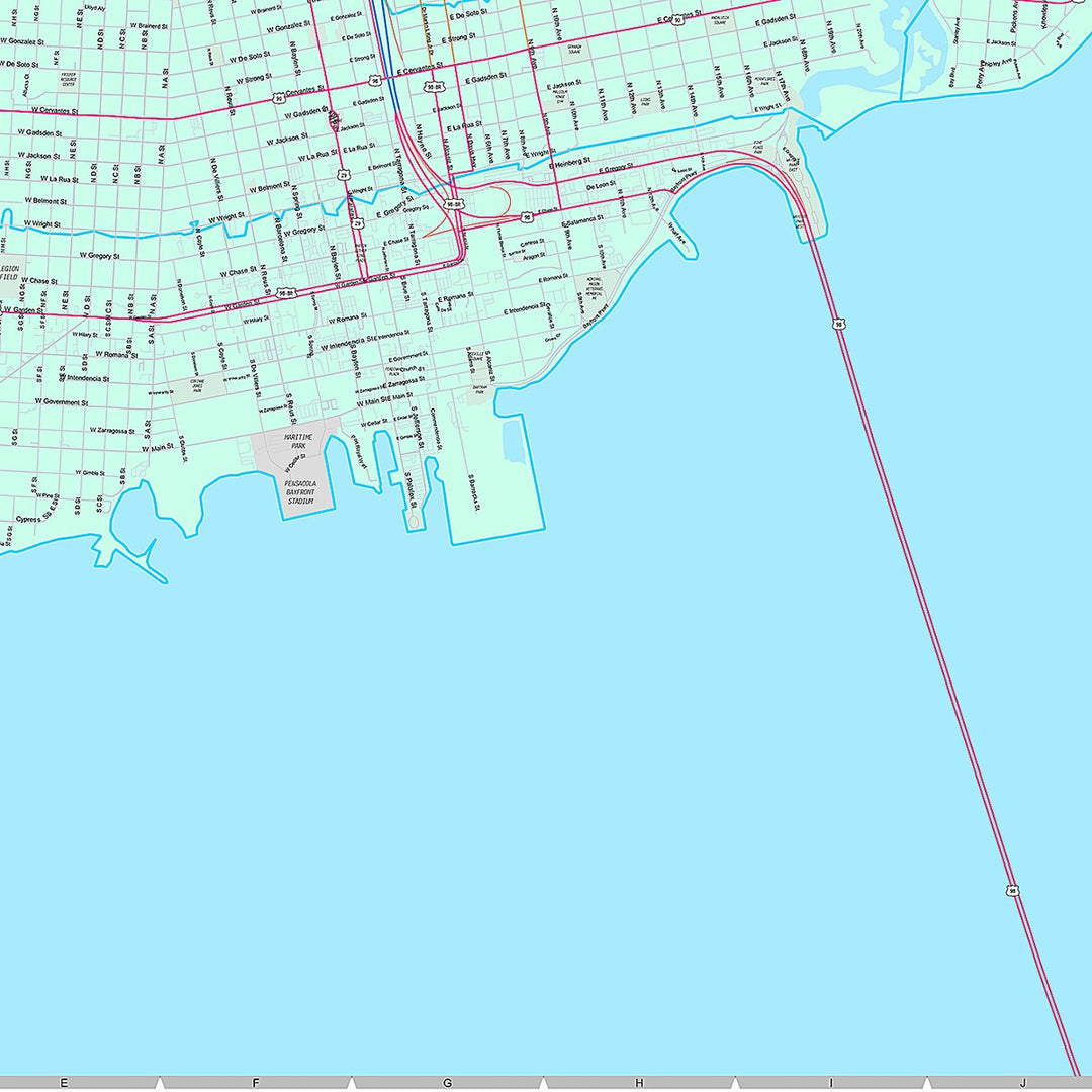 Premium Style Wall Map of Pensacola, FL