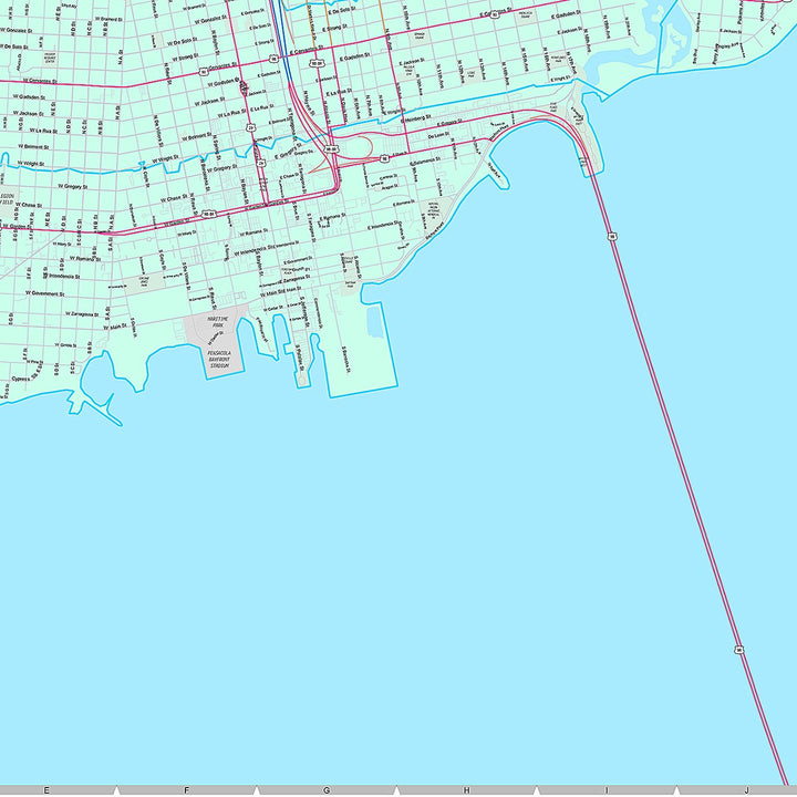 Premium Style Wall Map of Pensacola, FL
