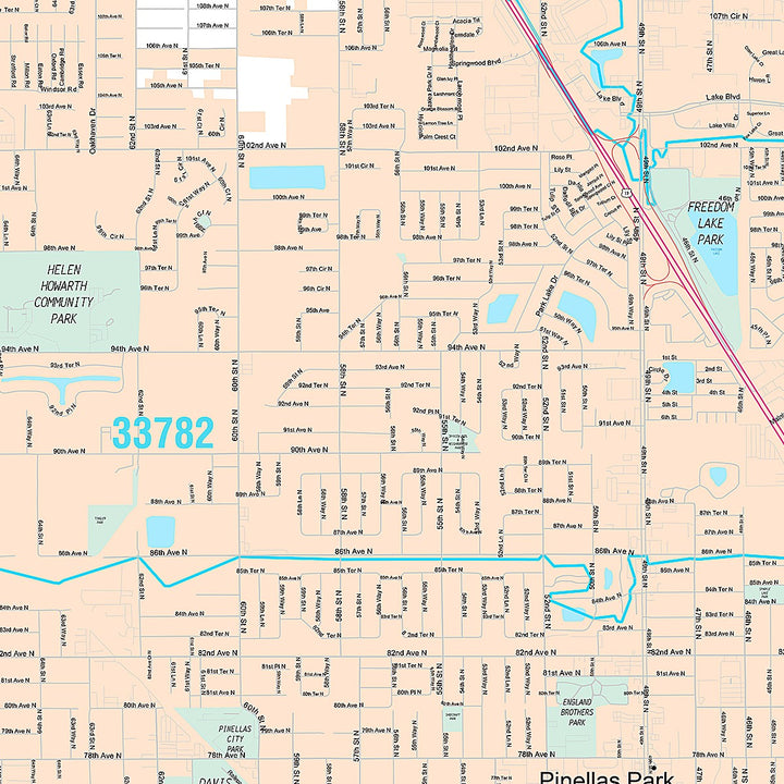 Premium Style Wall Map of Pinellas Park, FL
