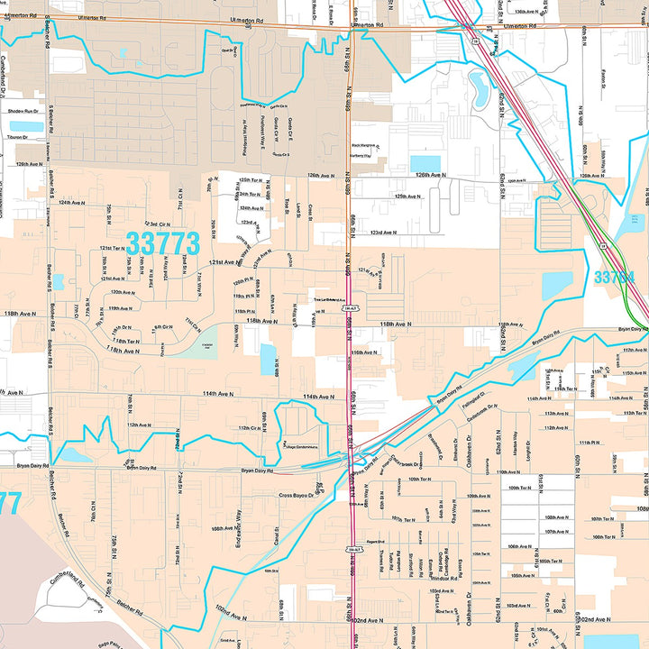 Premium Style Wall Map of Pinellas Park, FL