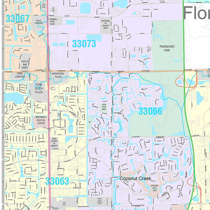 Premium Style Wall Map of Pompano Beach, FL