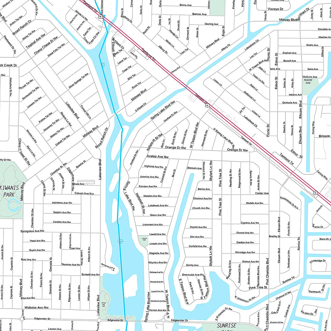 Premium Style Wall Map of Port Charlotte, FL