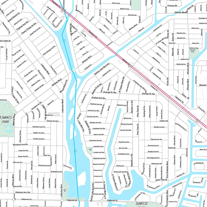Premium Style Wall Map of Port Charlotte, FL