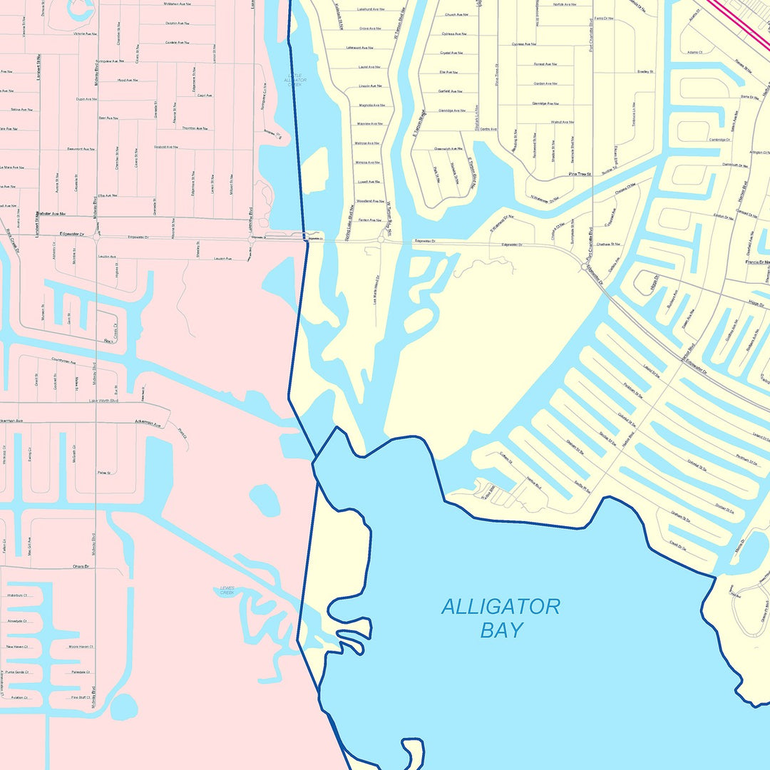 Color Cast Zip Code Style Wall Map of Port Charlotte, FL