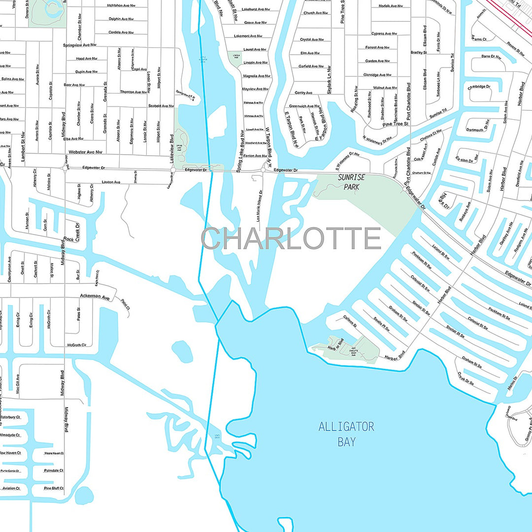 Premium Style Wall Map of Port Charlotte, FL