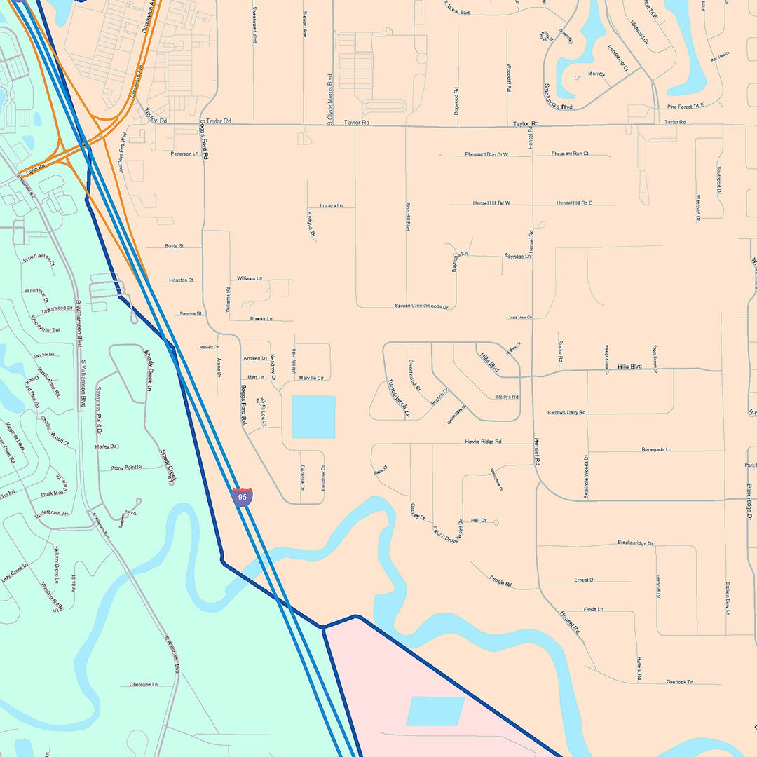 Color Cast Zip Code Style Wall Map of Port Orange, FL