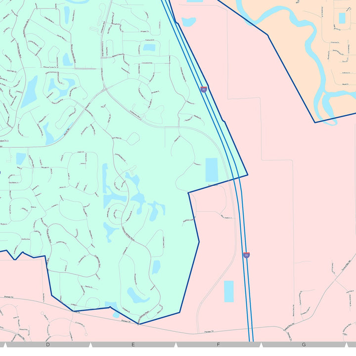 Color Cast Zip Code Style Wall Map of Port Orange, FL