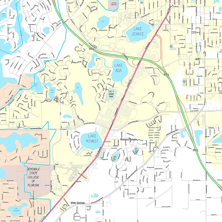 Premium Style Wall Map of Sanford, FL