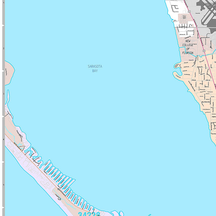 Premium Style Wall Map of Sarasota, FL