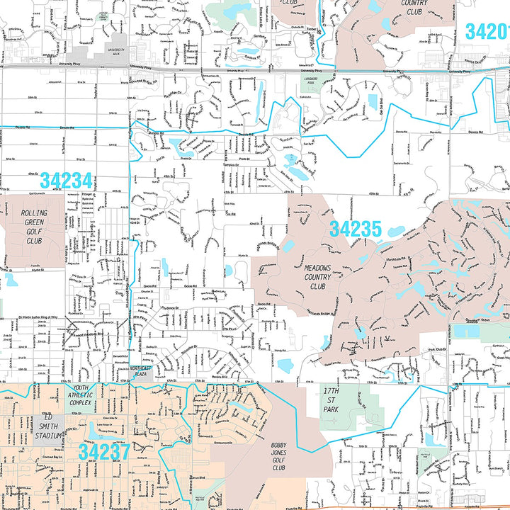 Premium Style Wall Map of Sarasota, FL