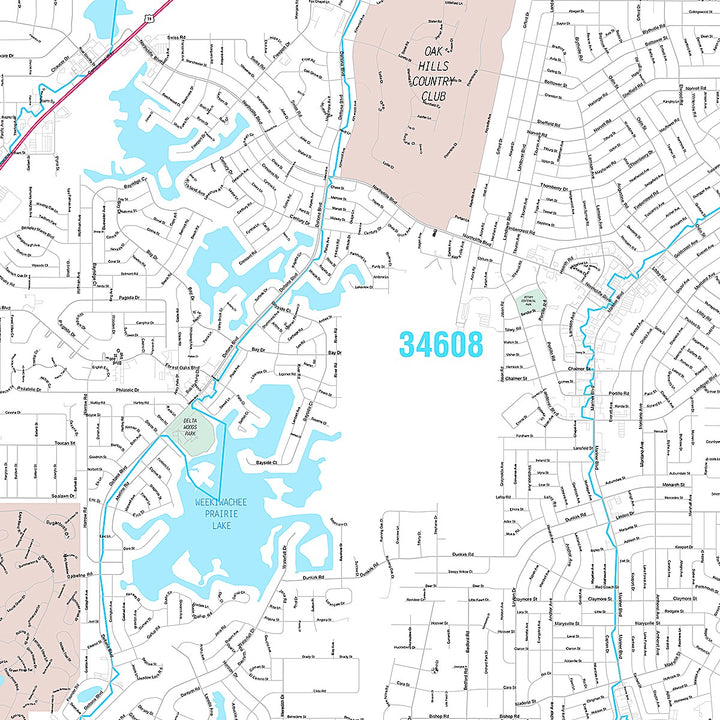 Premium Style Wall Map of Spring Hill, FL