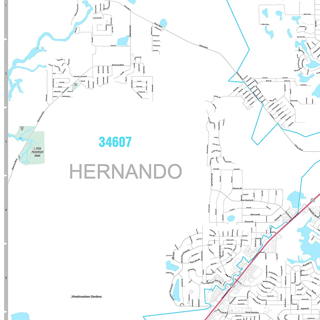 Premium Style Wall Map of Spring Hill, FL