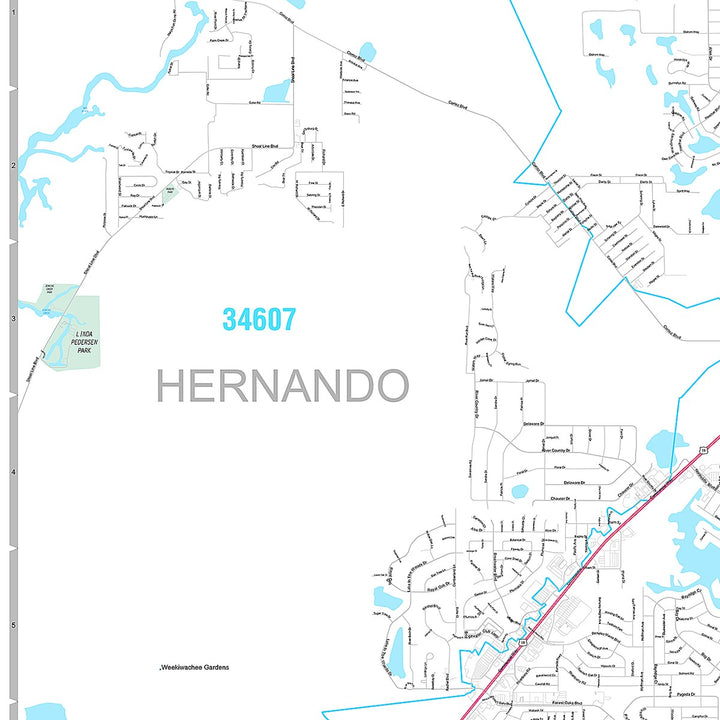 Premium Style Wall Map of Spring Hill, FL