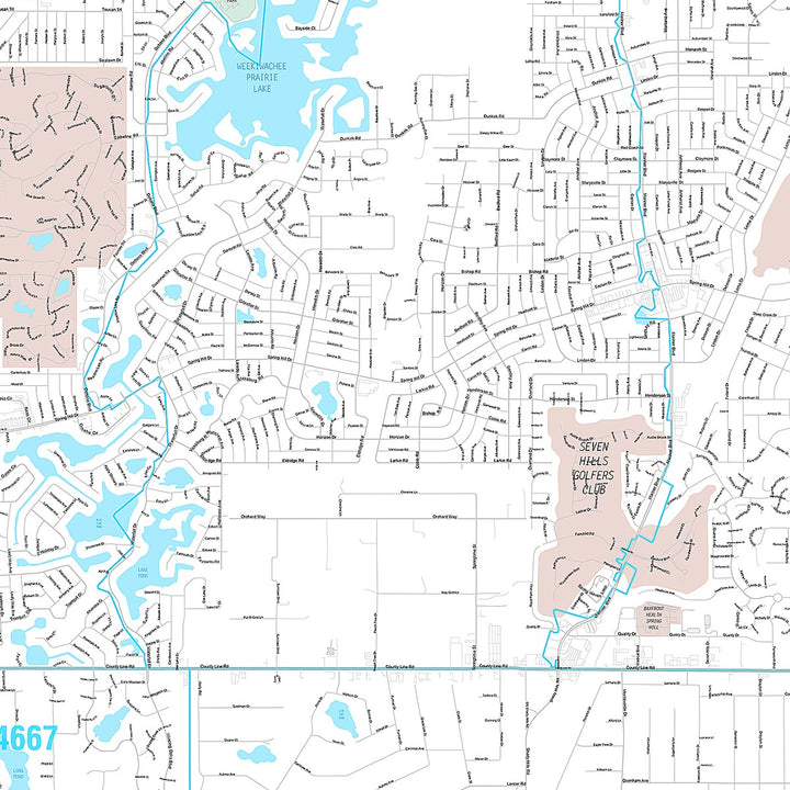 Premium Style Wall Map of Spring Hill, FL