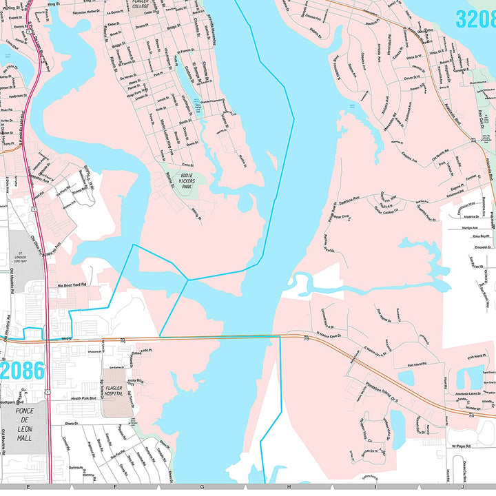 Premium Style Wall Map of St. Augustine, FL