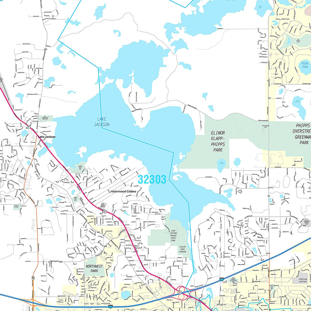 Premium Style Wall Map of Tallahassee FL.