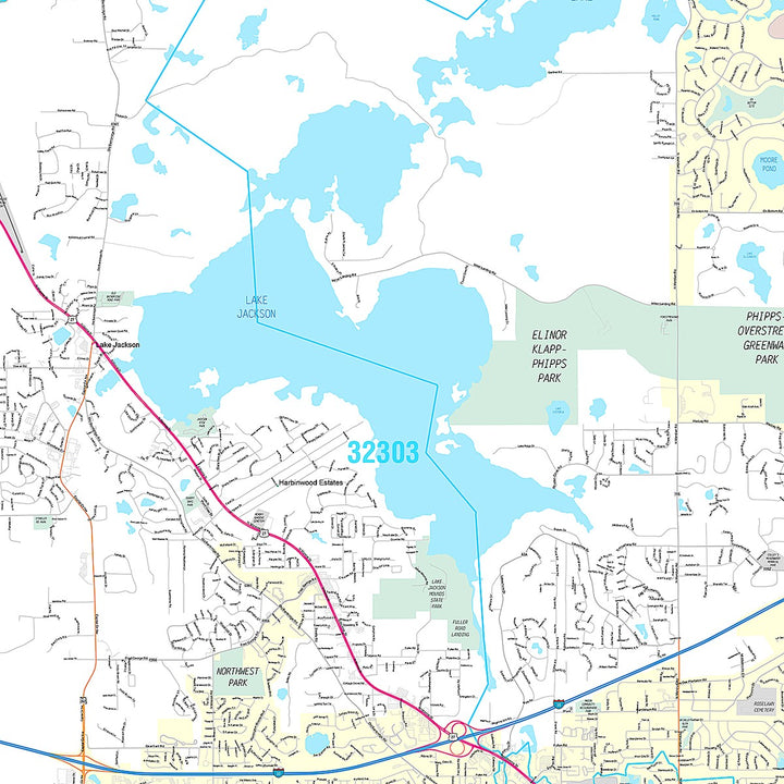 Premium Style Wall Map of Tallahassee FL.