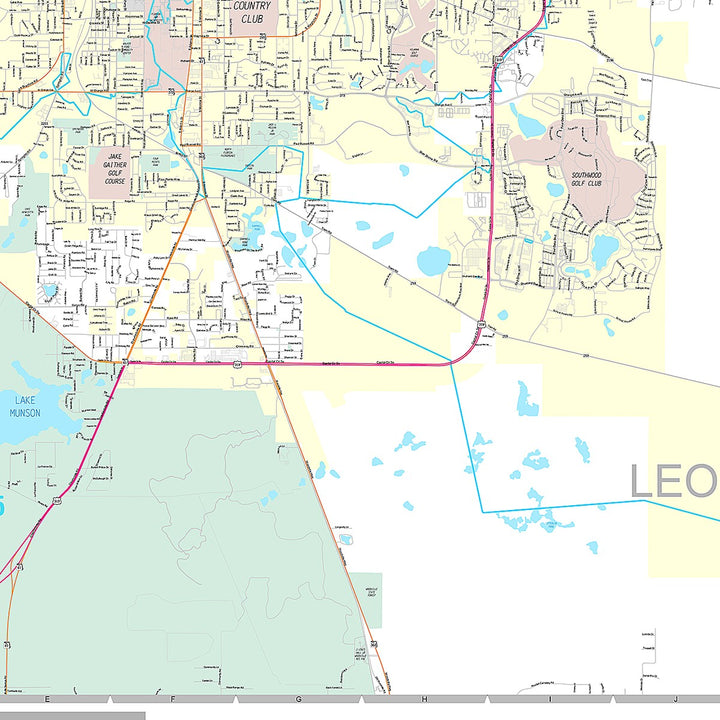 Premium Style Wall Map of Tallahassee FL.