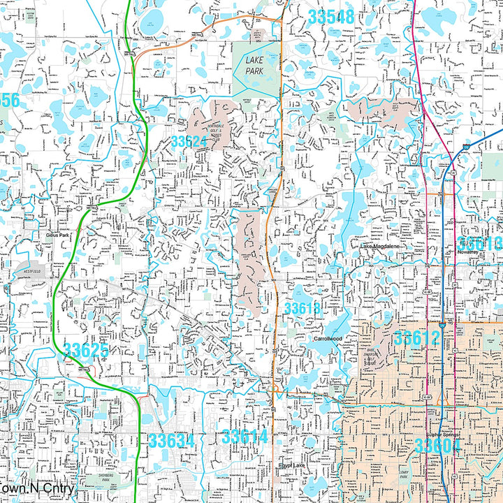 Premium Style Wall Map of Tampa FL.